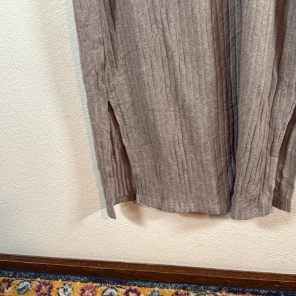 LTS Gray Ribbed Collared MIDI Length Dress Side Slits Size 14 - Picture 3 of 7